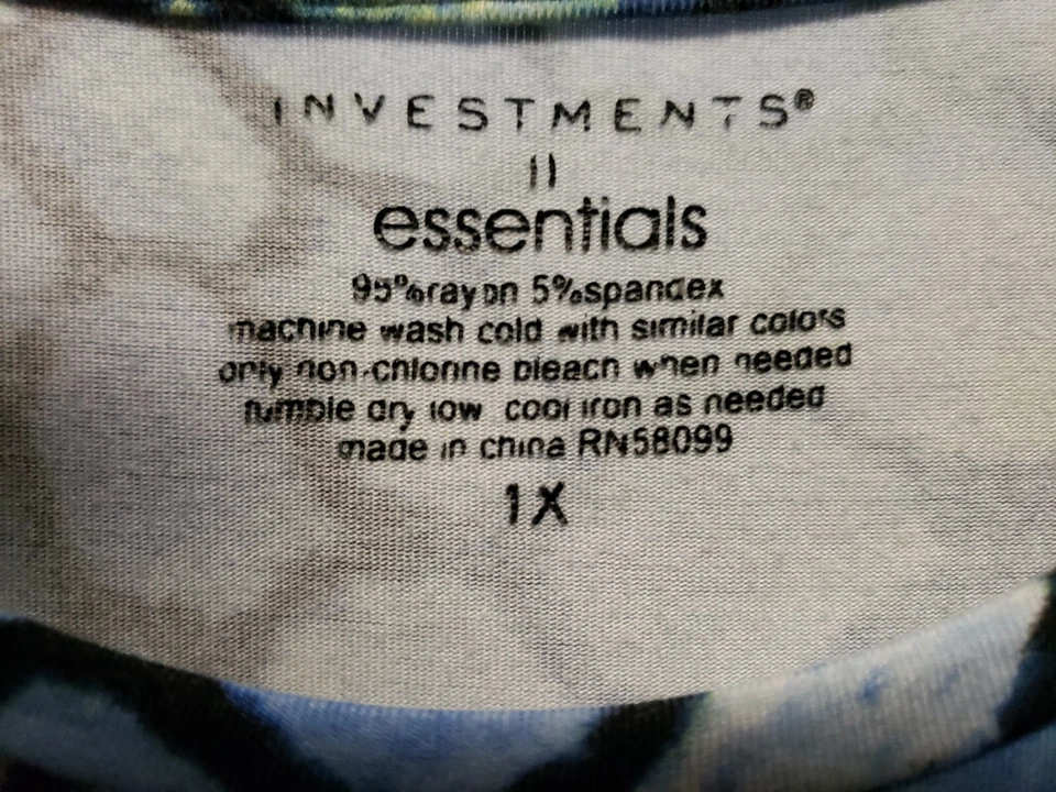 Top Essentials Mujer Talla 1X Amarillo Azul Blanco Mangas 3/4 Elástico Súper Suave Foto 4 de 4