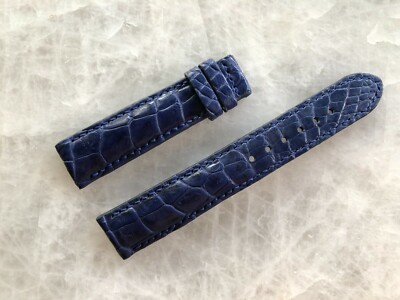 18mm/16mm Blue Alligator Crocodile Embossed Leather Watch Strap Band