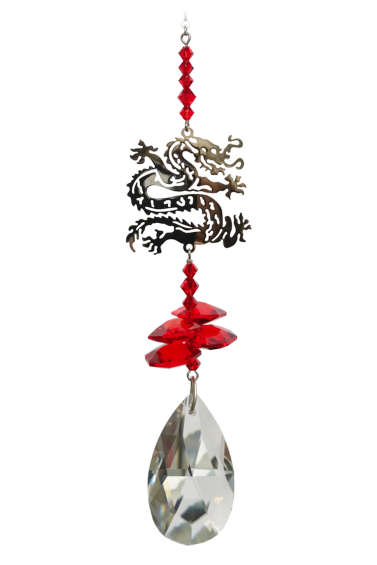 Crystal Fantasy Chinese Red Dragon Suncatcher 25cm