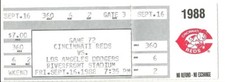 Tom Browning Perfect Game Ticket Reds Dodgers 9/16/1988 !