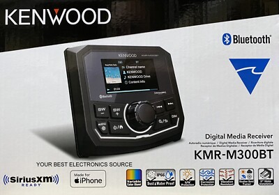 NEW Kenwood KMR-M300BT Marine Digital Media Receiver w/ Bluetooth, AM/FM, USB