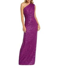 NWT Mac Duggal Sequin One Shoulder Gown Wedding Prom Occasion Dress Size 14 498
