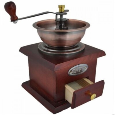 Kleine Kaffeemühle aus Holz traditionell manuell für Bohnen