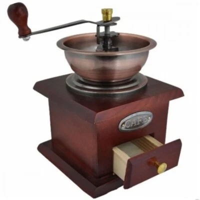 Petit Moulin à Café en Bois Traditionnel Manuel pour Grains - Photo 1/3