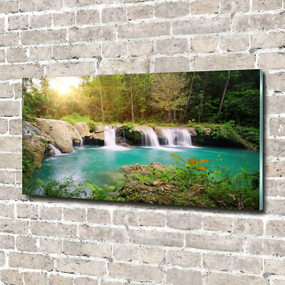 Wandbild aus Plexiglas  Druck auf Acryl 140x70 Landschaften Wasserfall Wald