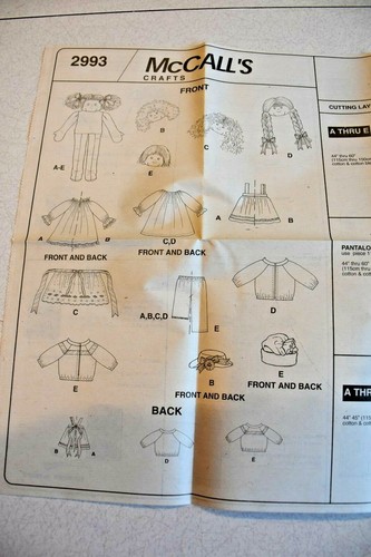 McCall's Craft #2993 Pattern 22" Dolls with Hair Styles Uncut - Picture 3 of 6
