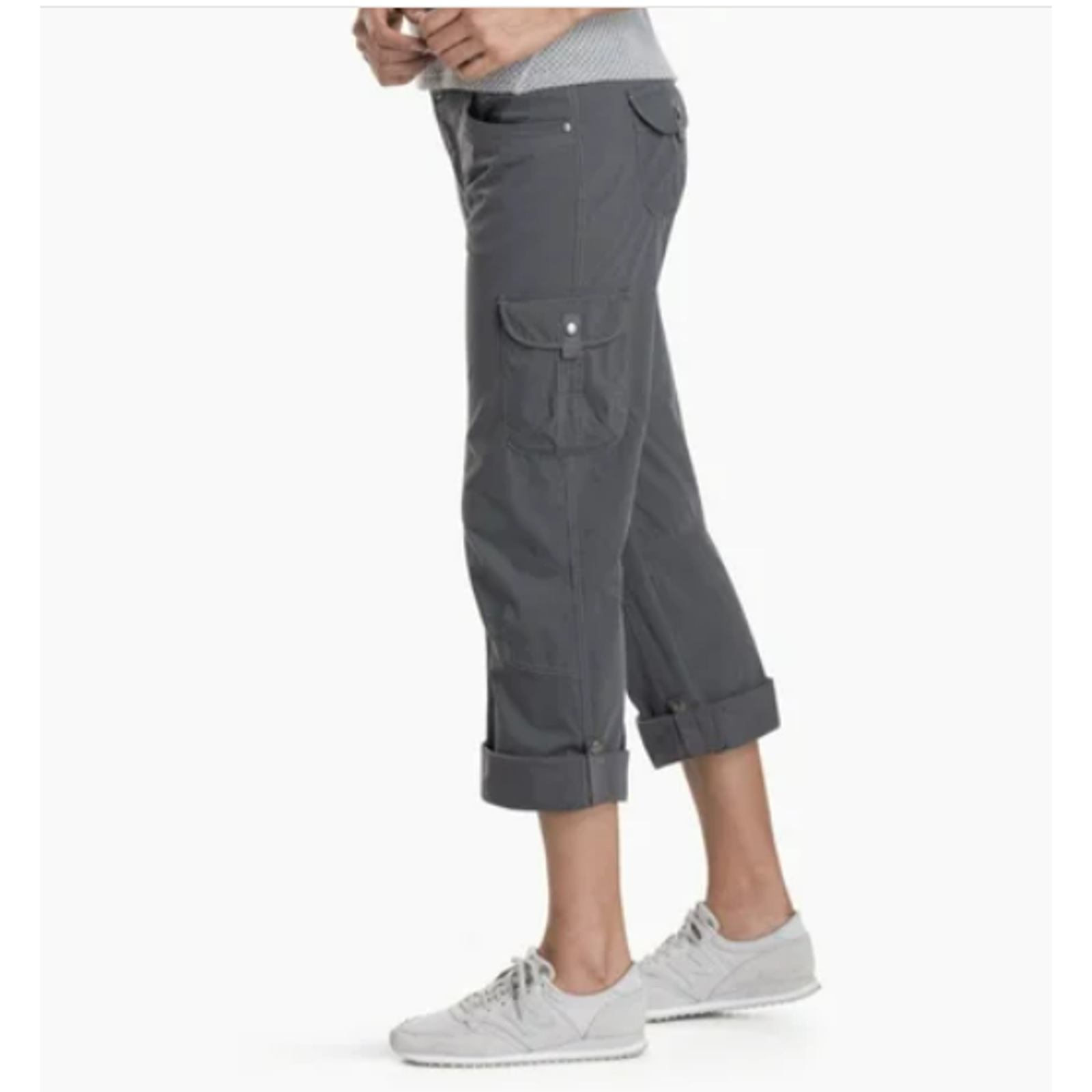 Kuhl Pants Women 16 S Gray Splash Roll Up Nylon Cargo Stretch UPF 50 Relaxed NWT