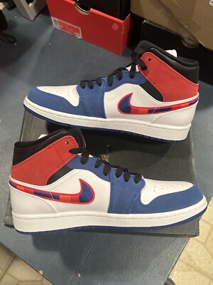 Size 8 - Air Jordan 1 Mid Multicolor Swoosh Navy 852542-146 100