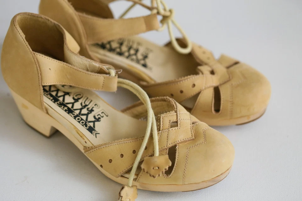 Sandalias zueco F- Troupe London Bran NUEVAS beige claro gamuza nobuck con cordones 6,5 Foto 2 de 4