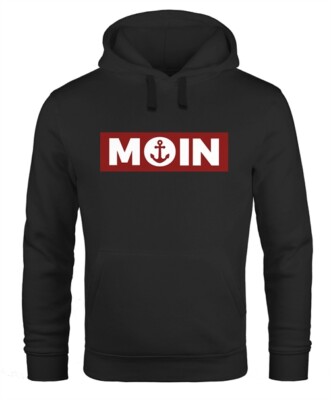 Hoodie Herren Moin norddeutsch Morgen Anker Kapuzen-Pullover Print Männer