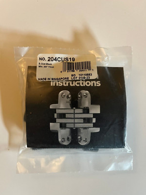 SOSS INVISIBLE HINGES SET OF 2  204CUS19 BLACK HINGES  NEW