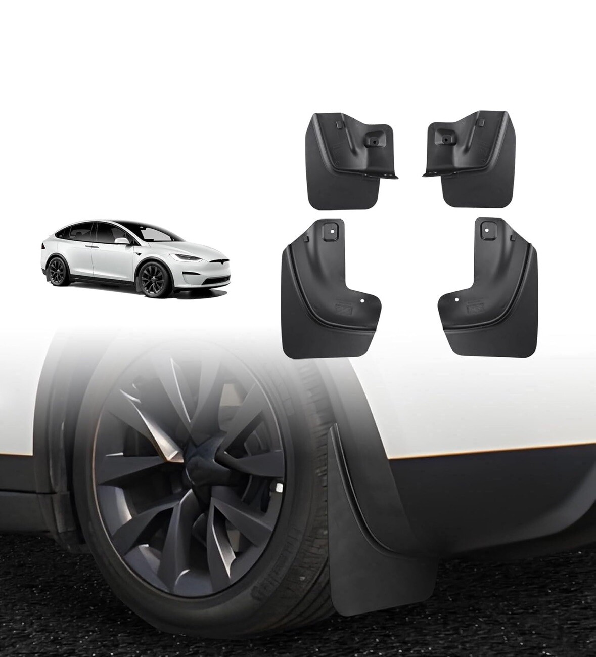 Mud Flaps No Drill Tesla Model X 2023 2022 (Set of 4)-image