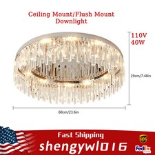 Modern LED Ceiling Light Flush Mount Crystal Chandelier Pendant Lamp Fixture US