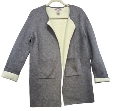 Oliver By Ascic Womens Open Front Cardigan Medium Gray With Front Pockets
