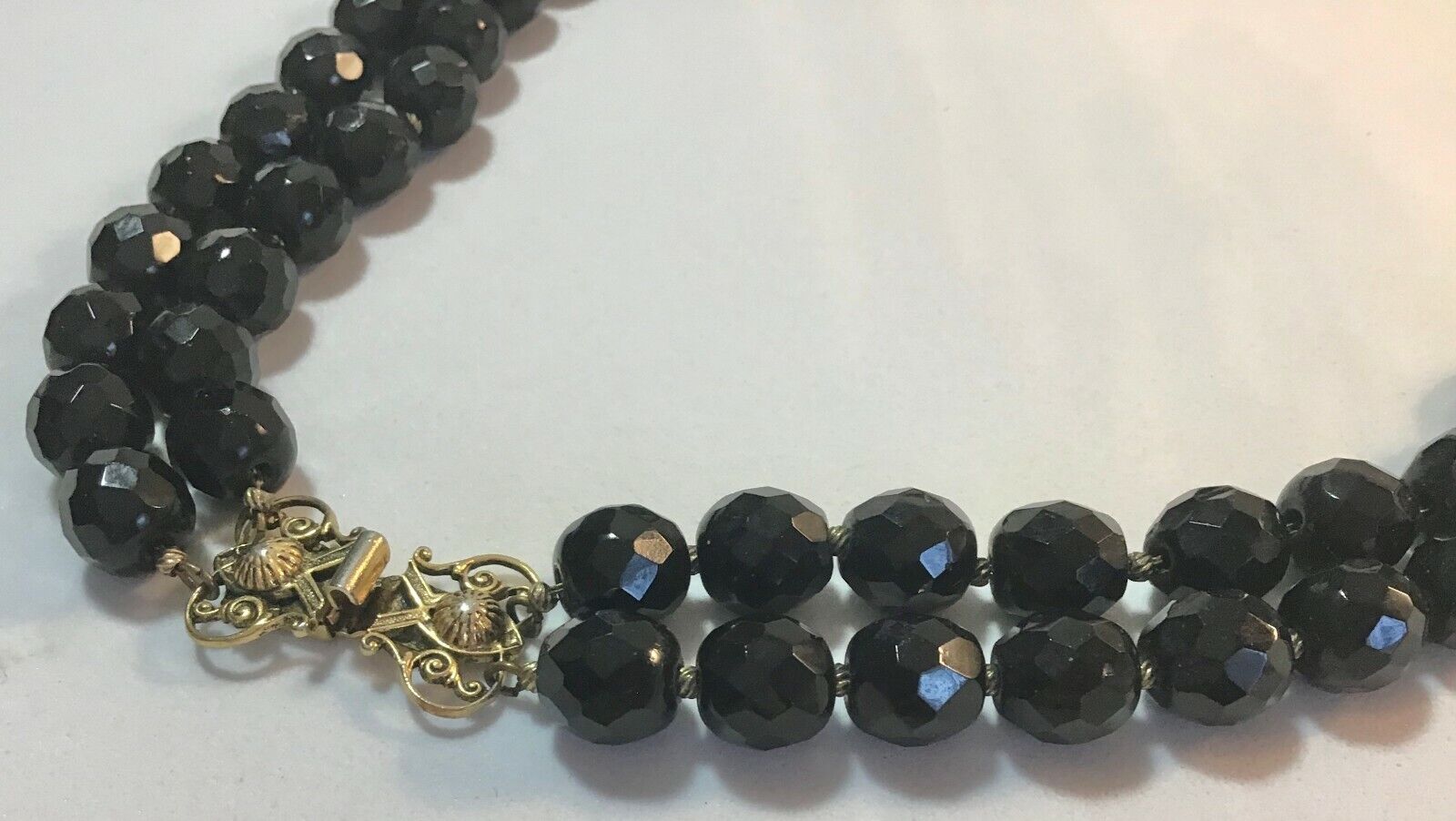 2 Strands Natural Faceted Round 10 mm Onyx Neckla… - image 3