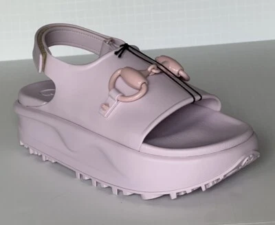 Gucci Women's Horsebit Rubber Pink Slingback Sandals 9 US (39 Eu) IT 742435 NIB - Image 1 of 4
