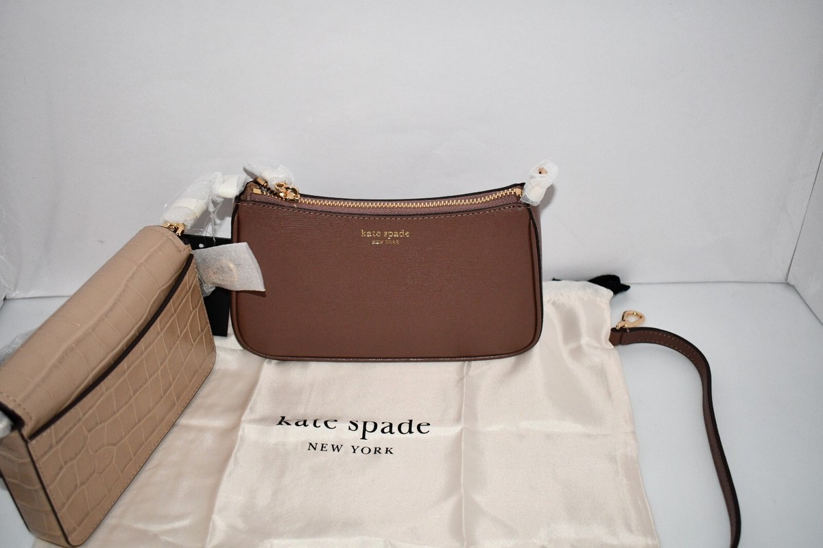 kate spade Double Up Leather Crossbody in Warm Acorn #KH148