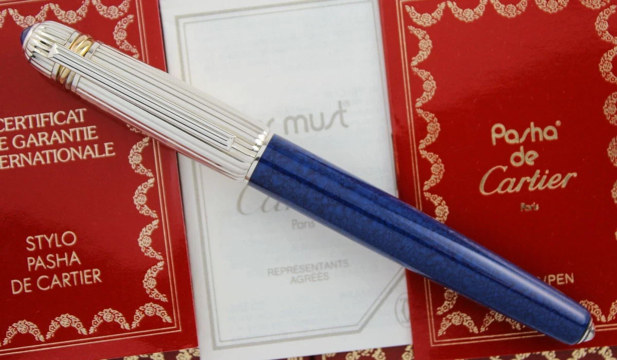 Cartier Pasha de Cartier LE Blue Silver Fountain Pen 8165 1989