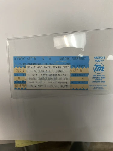 Selena Quintanilla & Los Dinos Full Concert Ticket PASSED BEFORE CONCERT RARE