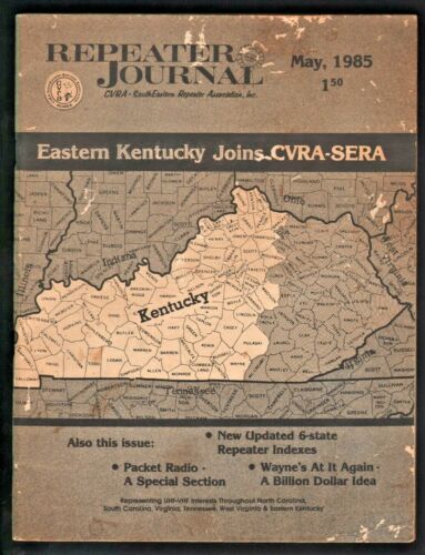 1985 May Repeater Journal Eastern Kentucky Joins CVRA-SERA Packet Ham Radio Book - Afbeelding 1 van 6