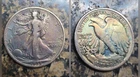 1935 Gorgeous Toned Walking Liberty Half Dollar Blue Rainbow Gold Toned 🌈