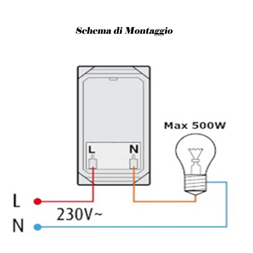 Interruttore dimmer compatibile con Living Light International 500 watt 230V led - Immagine 3 di 3