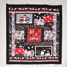 New handmade Christmas winter throw Quilt penguins polar bear Let it snow 56x 60