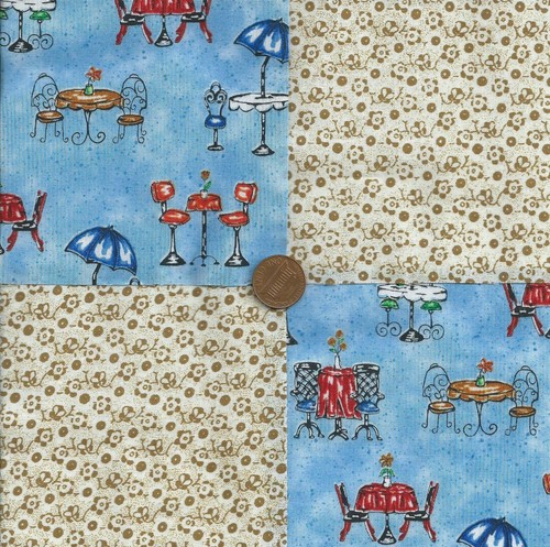 A Moment in Paris Coffee Boutique 100% Cotton Novelty Fabric Squares zL1 - Picture 2 of 3