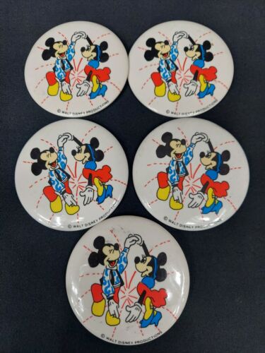 Vintage Walt Disney Mickey mouse and Minnie buttons 3.5" set of 5 - Picture 1 of 7