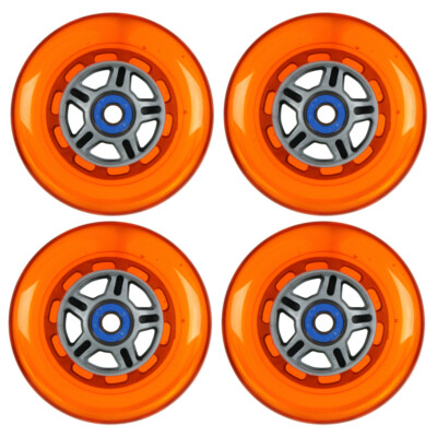 4 Orange Sil 100mm Replacement Wheels & ABEC-7 Bearings for Razor Kick Scooter