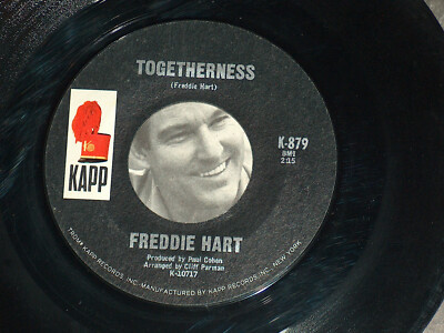 45 RPM Freddie Heart Togetherness, Portrait of a Lonely Man Kapp Vinyl 879 EXVG