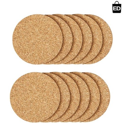 12 Eco-Friendly Cork Coasters - Stylish Absorbent Drink Protectors for Gifting