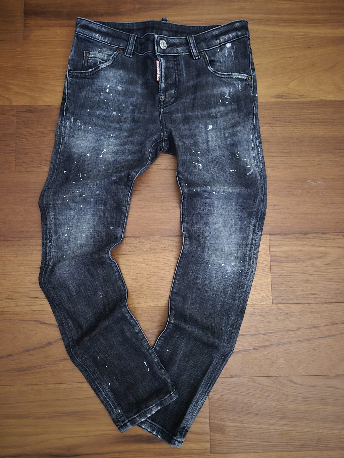 DSQUARED2 Jeans ragazzo 11-12 anni skinny slim denim grigio antracite slavato