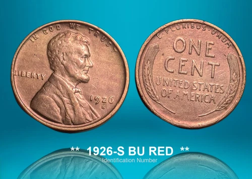 1926S Lincoln Wheat Cent Key Date Part of Collection BU Unc. Red T440358
