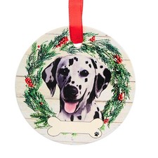 E  S Imports Ceramic Dalmatian Tree Ornament Dog Puppy Ribbon Cherish Pet