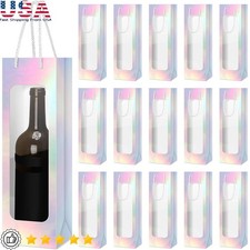 Elegant Kraft Wine Gift Bags 24 Pack W/ Clear Window Durable Stylish Design New