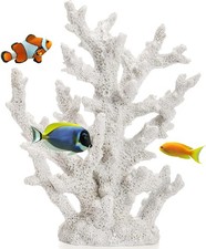Artificial Coral Ornament, Resin Faux White Coral Reef Aquarium Decor