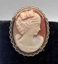 Antique 27.8mm Carved Shell Loose Cameo Of Women’s Side Profile 5.30g