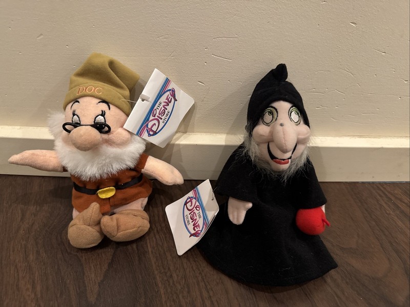 Disney Store Snow White Doc & Witch Mini Bean Bag Plush Stuffed Toy