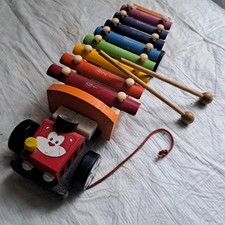 Kinder Xylophon Holz Musikspielzeug für Kinder /bunter Traktor mit Räder 