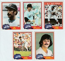 1981 Topps BOSTON RED SOX #110 Yaz #500 Rice #575 Perez #620 Eck #720 Lynn