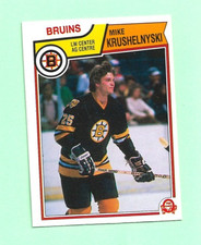 (1) MIKE KRUSHELNYSKI 1983-84 O-PEE-CHEE # 52 BRUINS ROOKIE VG CARD (N2029). rookie card picture