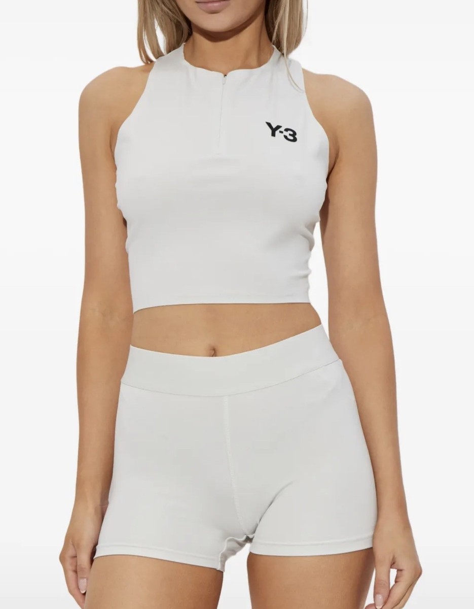 Y-3 Adidas Yohji Yamamoto Crop Y Tank Top White Zip Logo XS Women