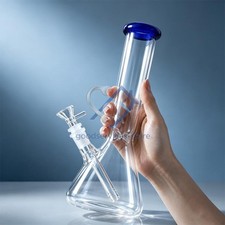 10" Heavy Borosilicate Glass Water Tobacco Smoking Pipe 14mm Joint Hookah Blue