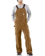 Carhartt Mens Loose Fit Firm Duck Bib Overalls Carhartt Brown Size 34W x 34L 