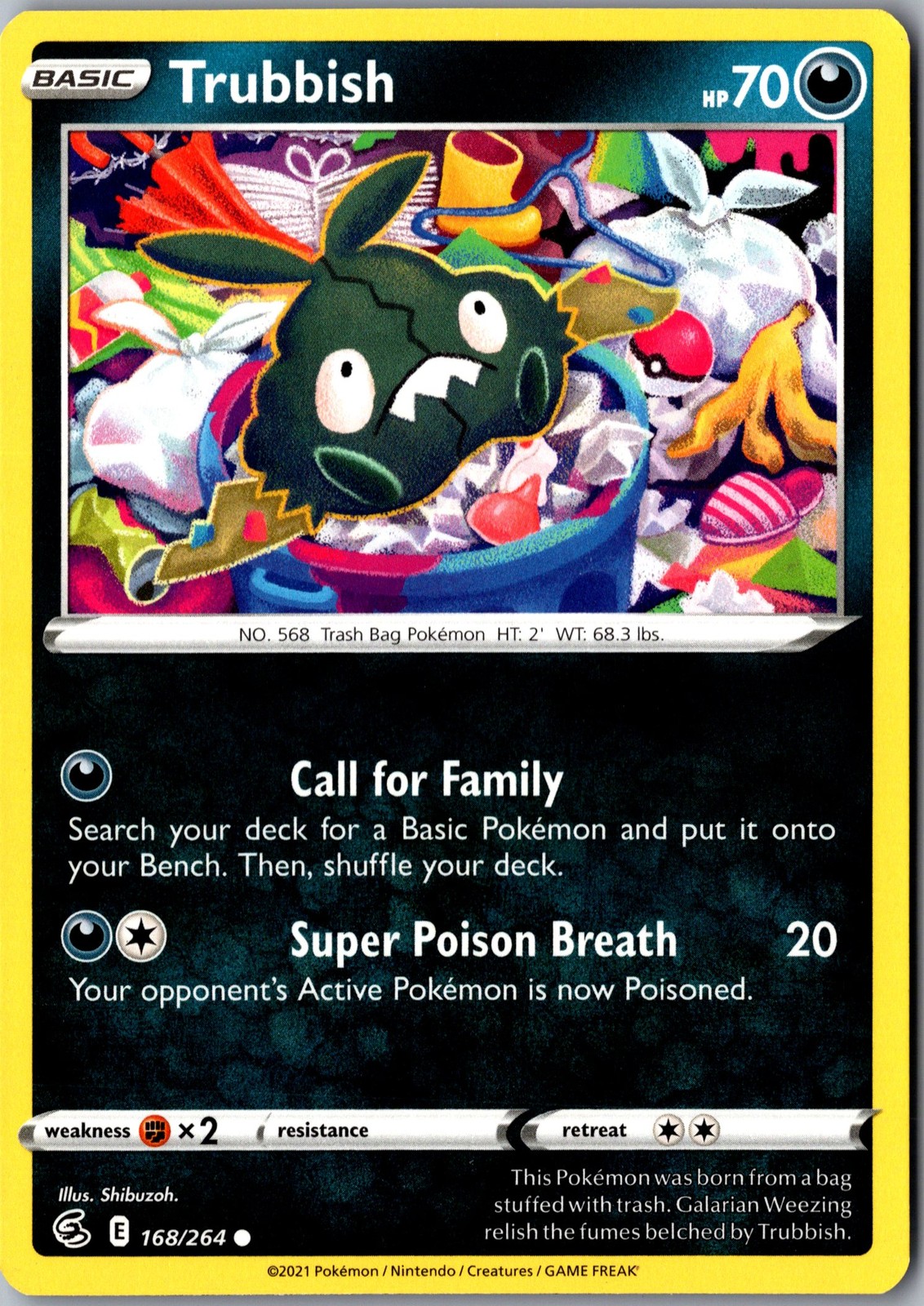 Trubbish 168/264 Common Fusion Strike Lightly Played Pokemon Card TCG Single