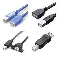 USB 2.0 Female to USB-B Male Data Extension Cable For Printer Scanner 30cm-100cm