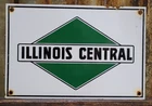 VINTAGE ILLINOIS CENTRAL PORCELAIN SIGN OLD TRAIN SERVICE RAILWAY STATION RAIL