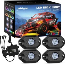 Nilight RGB LED Rock Lights Kit 4 Pod Bluetooth Underglow Wheel Well Truck ATV