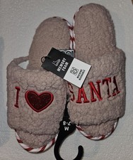 Adult Christmas slippers - I    Love Santa Plush Mem Foam M 7/8 Womens